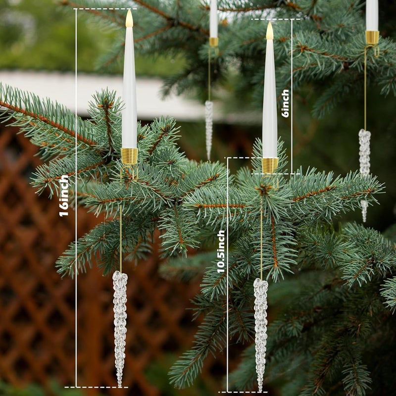 AFINETH Christmas Tree Candles with Remote, 12 Pack Battery Operated Christmas Candles, LED Candlesticks for Xmas Tree Decoration, Flickering Flameless Taper Candle for Home, Party Decor with Icicle Hooks - Image 2